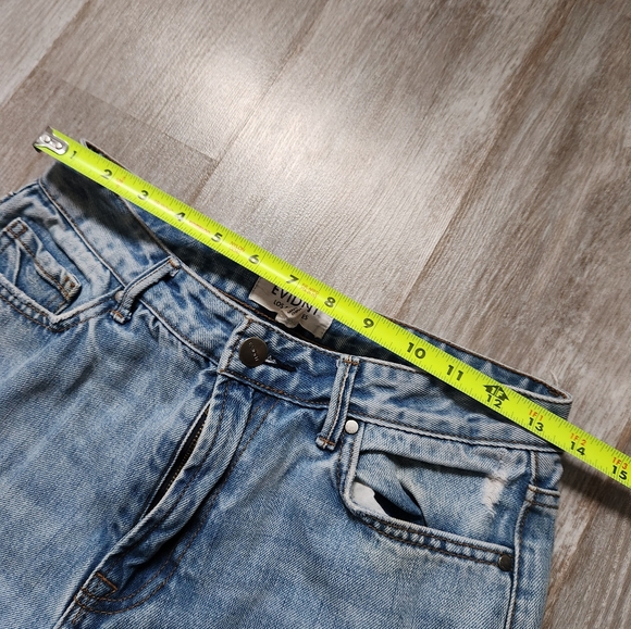 Evidnt Med Wash Med Rise Blue Denim Jeans Distressed Straight Leg Sz 27 - Picture 7 of 10